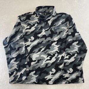 Vintage Starter 1/4 Zip Pullover Black Gray Camo Camouflage Sweater Men's XL